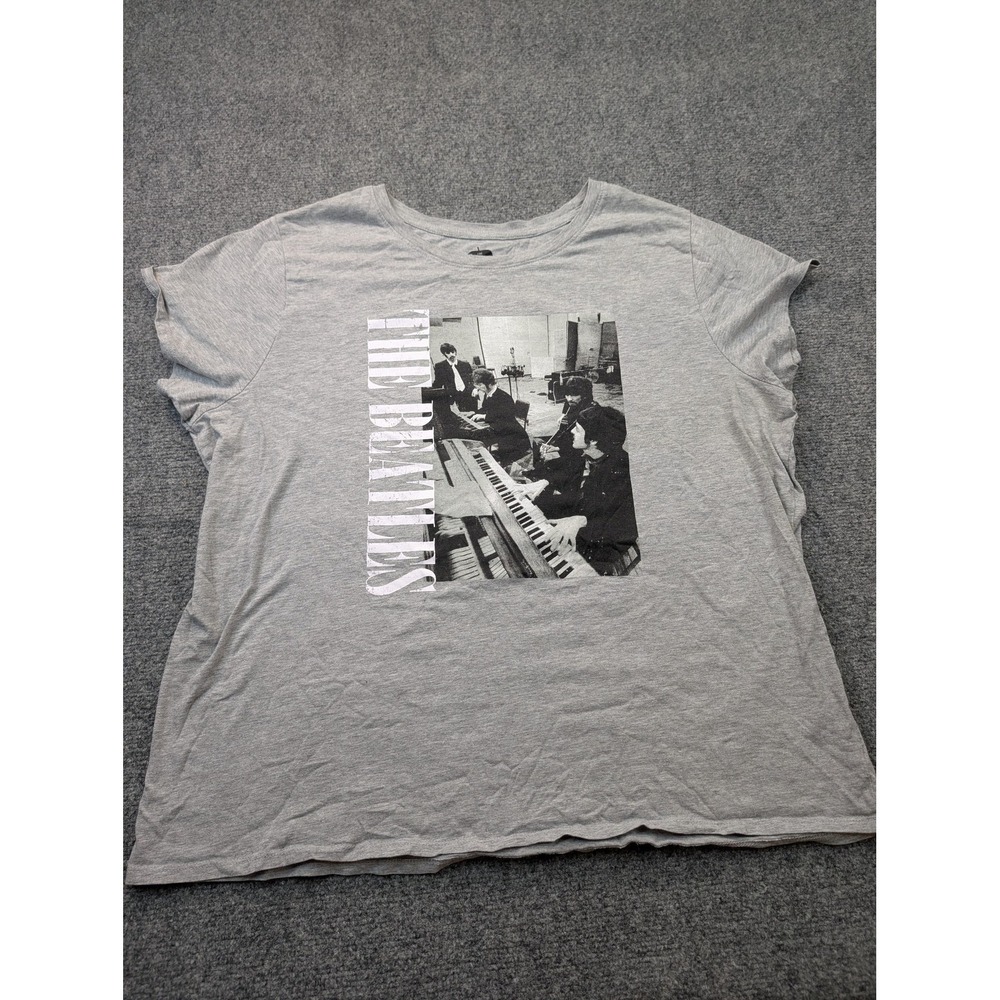 The Beatles Shirt Womens XXL Gray Photo Graphic Tee Short Sleeve Band Music